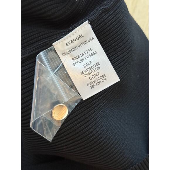 (S) NWT Meshki /Evenuel Sawyer Contrast Button Ribbed Maxi Dress Black/White - Picture 10 of 12